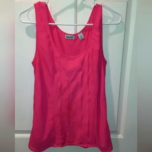 DKNY Sleeveless Scoop Neck Bright Pink Blouse size Small